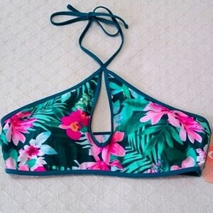Tropical Floral Halter Bikini Top